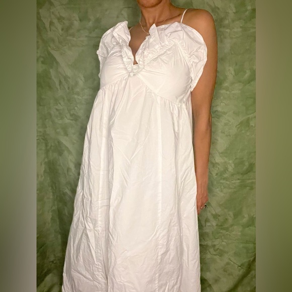 NWT White H&M Ruffle Top Midi Dress - Picture 4 of 6
